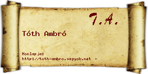 Tóth Ambró névjegykártya